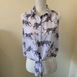 Cheetah sheer top (Pretty little liars)